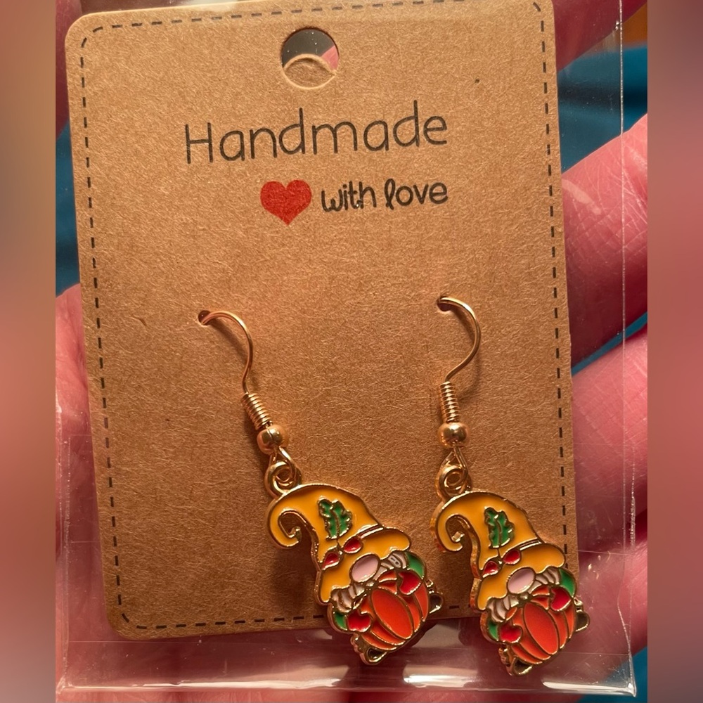 Handmade Dangling Gnome Autumn Earrings